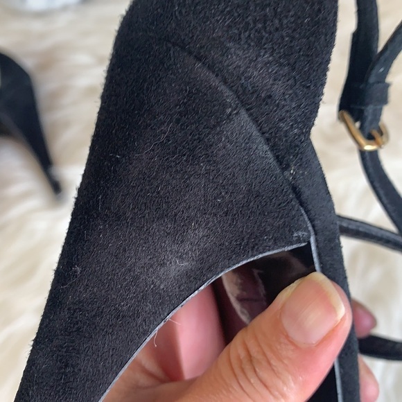 ZARA Women’s Black Suede Gold Heel Open Toe Shoes Size EU 39 - Picture 14 of 15